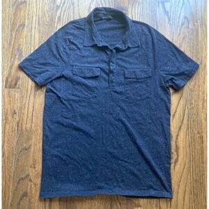 John Varvatos USA Polo Shirt Mens Size Medium Dark Gray Speckled Front Pocket